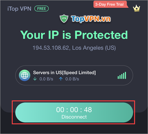 Chọn Disconnect để tắt VPN