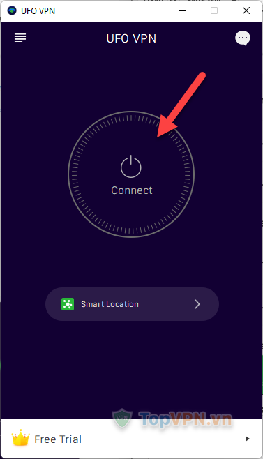 Bấm vào nút Connect ở giữa màn hình để bắt đầu kết nối tới VPN