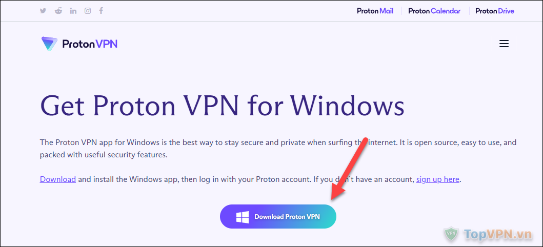 Nhấn Download Proton VPN