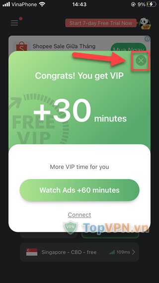 Bạn có thể chọn Watch Ads +60 minutes để xem thêm một quảng cáo nữa